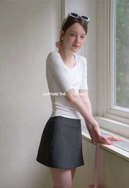 Asymmetrical Front Slit Mini Skirt