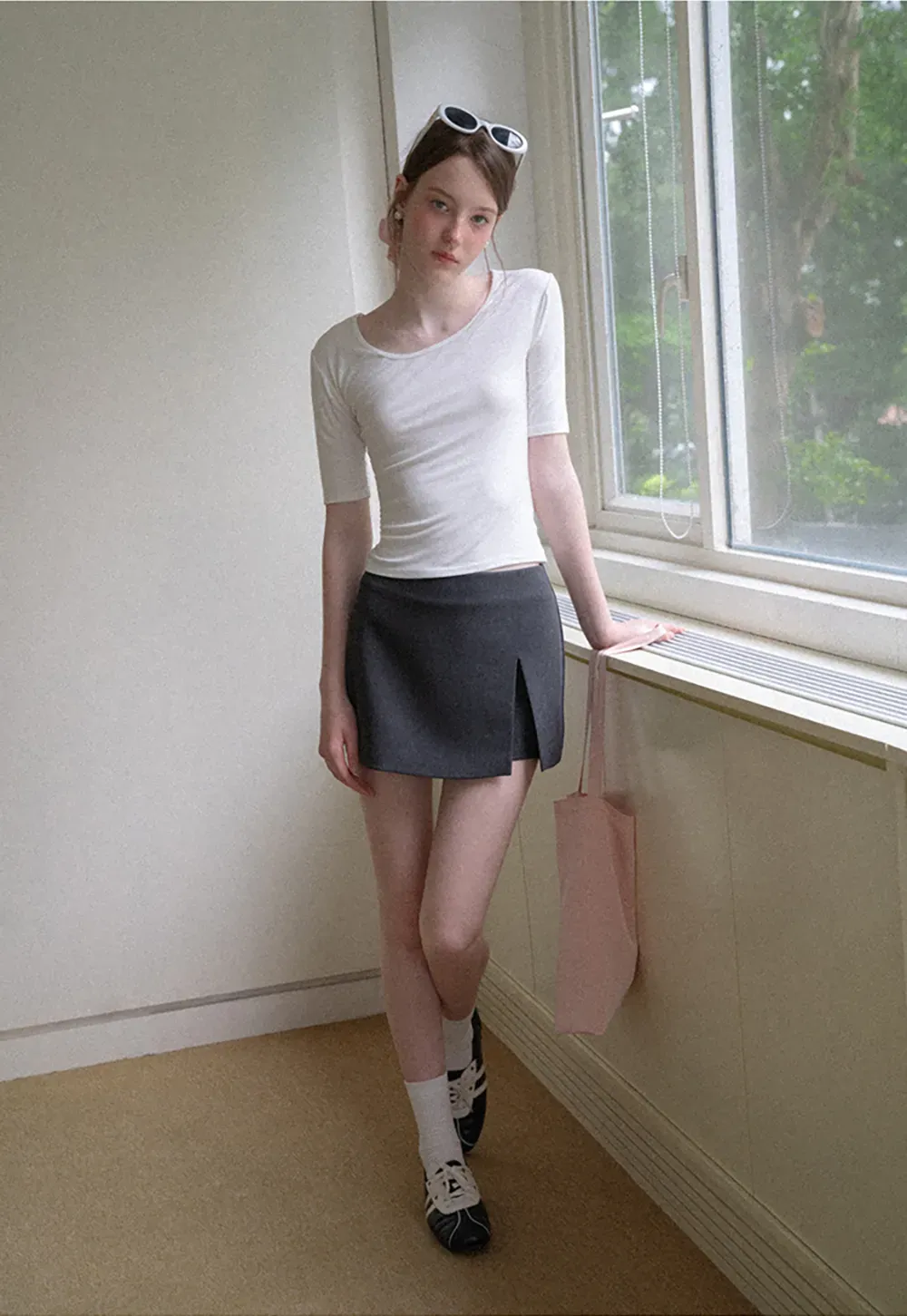 Asymmetrical Front Slit Mini Skirt