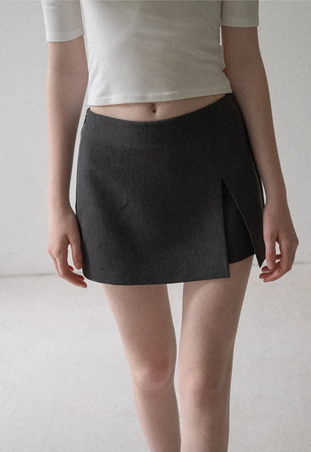 Asymmetrical Front Slit Mini Skirt