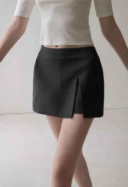 Asymmetrical Front Slit Mini Skirt
