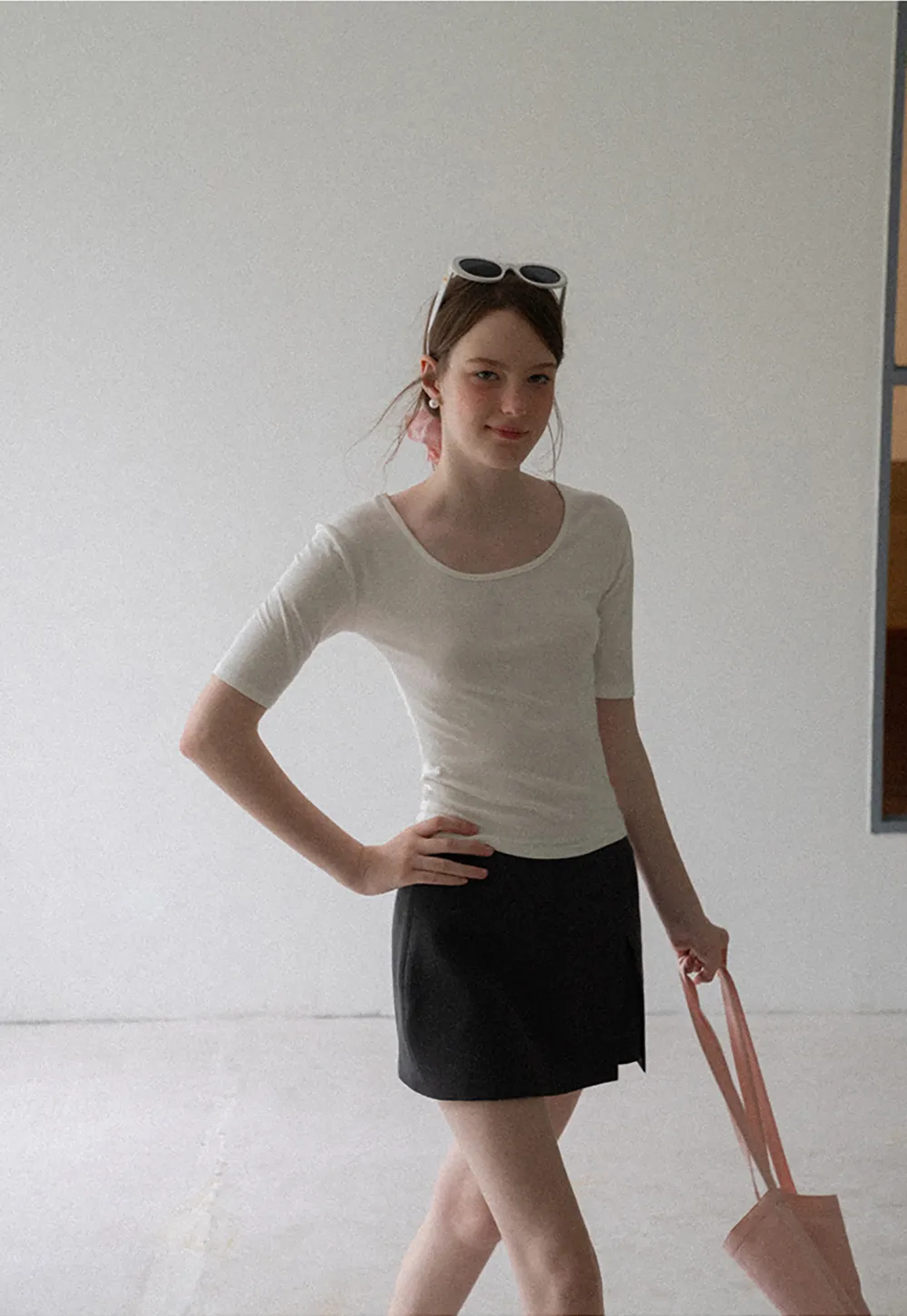Asymmetrical Front Slit Mini Skirt