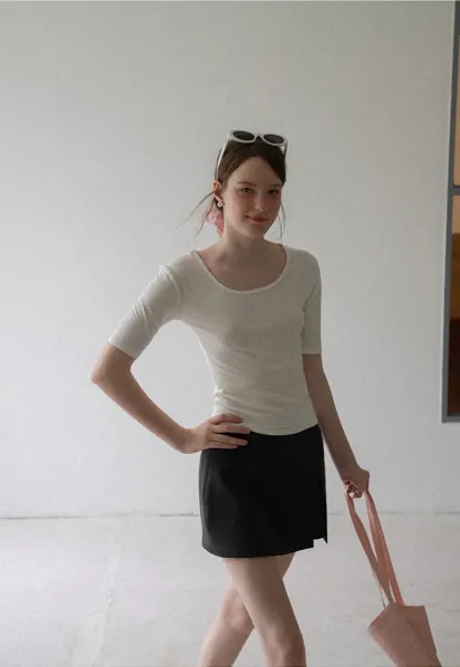 Asymmetrical Front Slit Mini Skirt