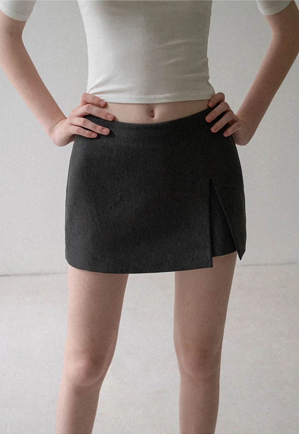 Asymmetrical Front Slit Mini Skirt