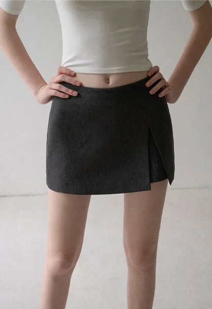 Asymmetrical Front Slit Mini Skirt