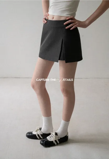 Asymmetrical Front Slit Mini Skirt