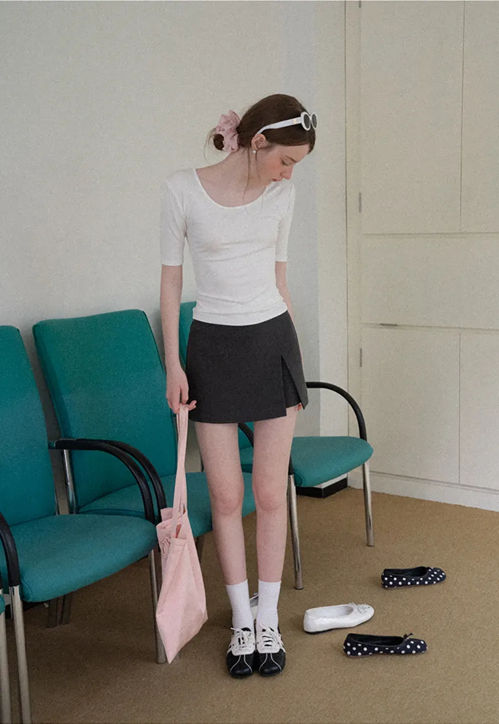 Asymmetrical Front Slit Mini Skirt
