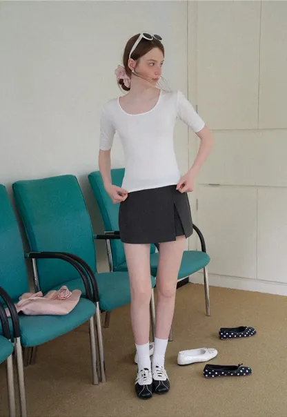 Asymmetrical Front Slit Mini Skirt