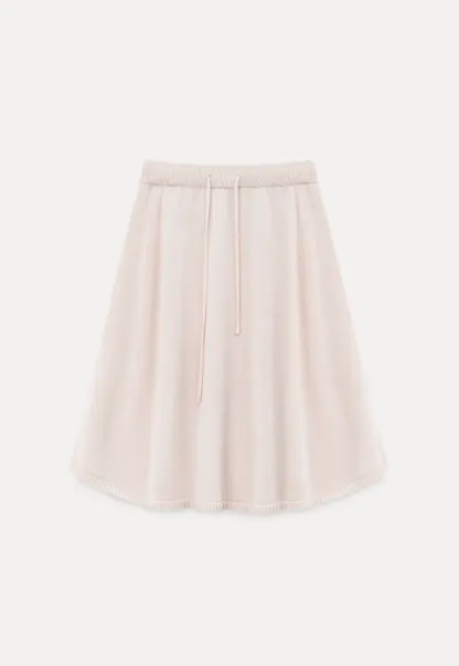 V Neck Short Sleeve Knit Top and A Line Skirt