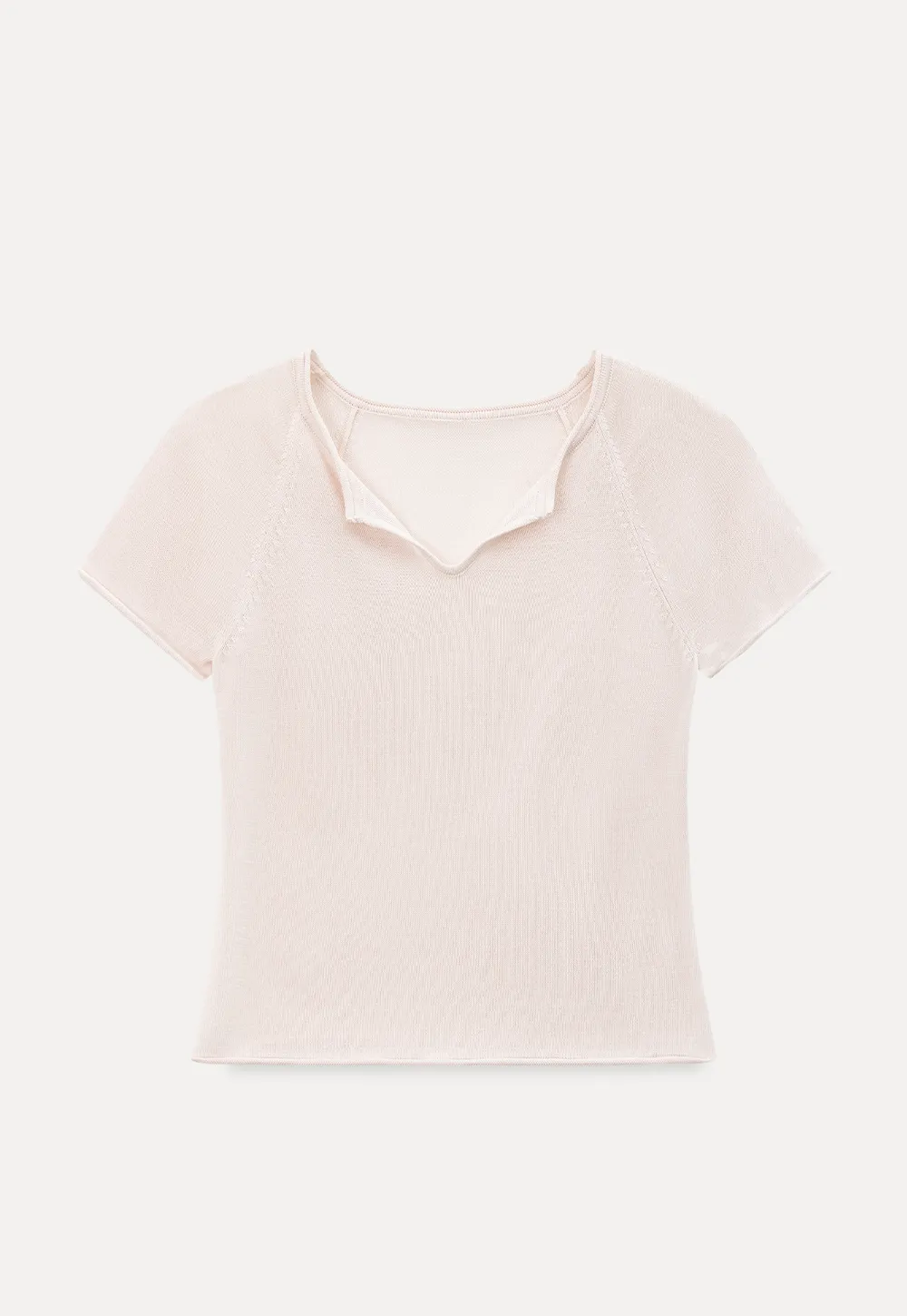 V Neck Short Sleeve Knit Top and A Line Skirt