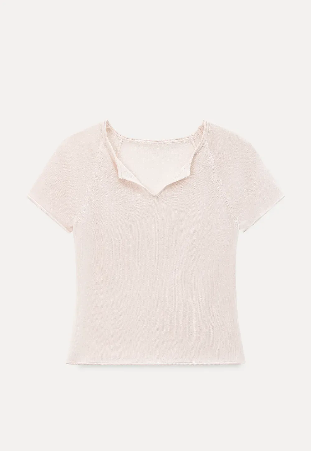 V Neck Short Sleeve Knit Top and A Line Skirt
