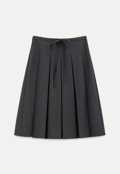 Pleated High Waist Drawstring Skirt
