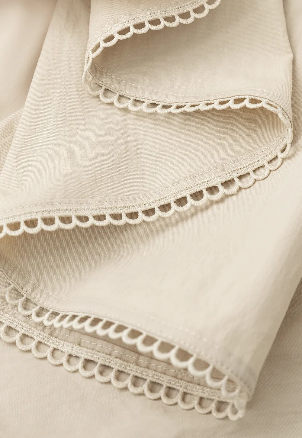 Drawstring Waist A-Line Skirt with Lace Trim