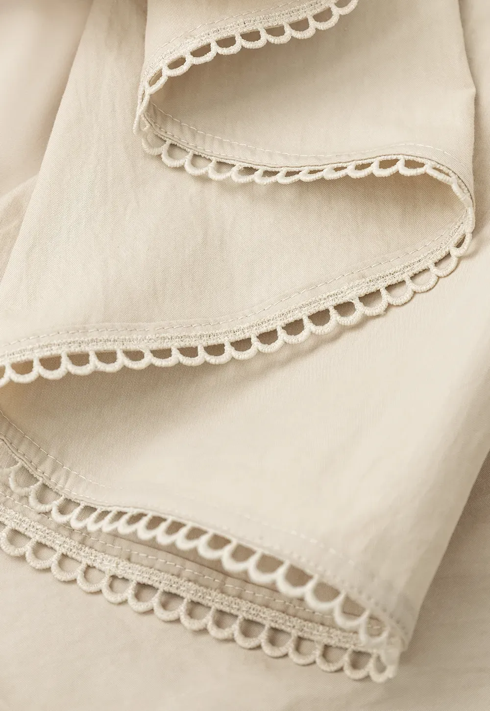 Drawstring Waist A-Line Skirt with Lace Trim