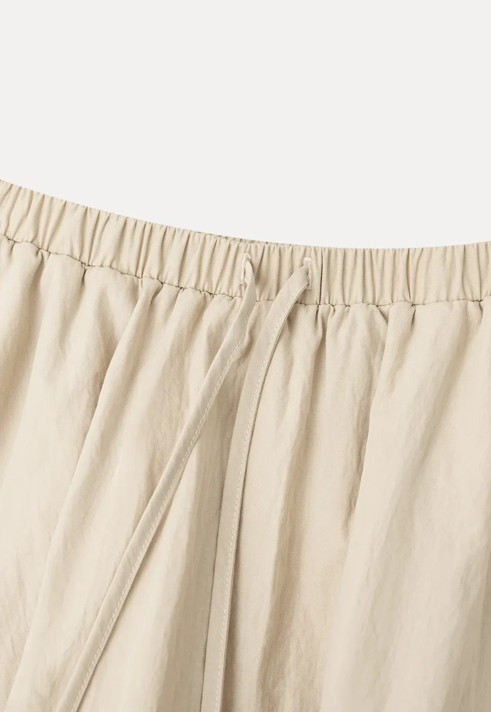 Drawstring Waist A-Line Skirt with Lace Trim