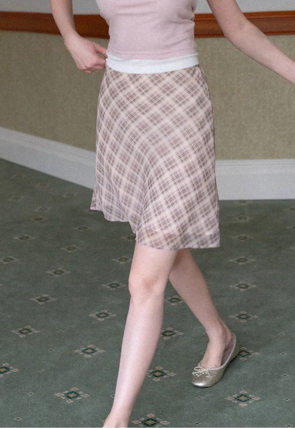 Plaid Print A Line Skirt