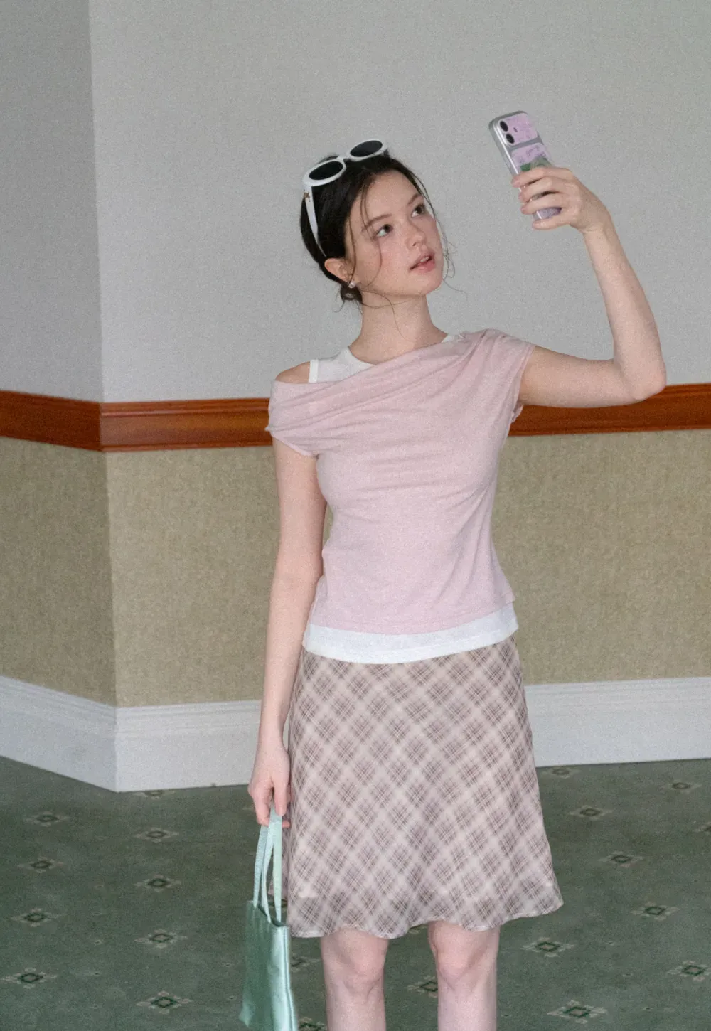 Plaid Print A Line Skirt