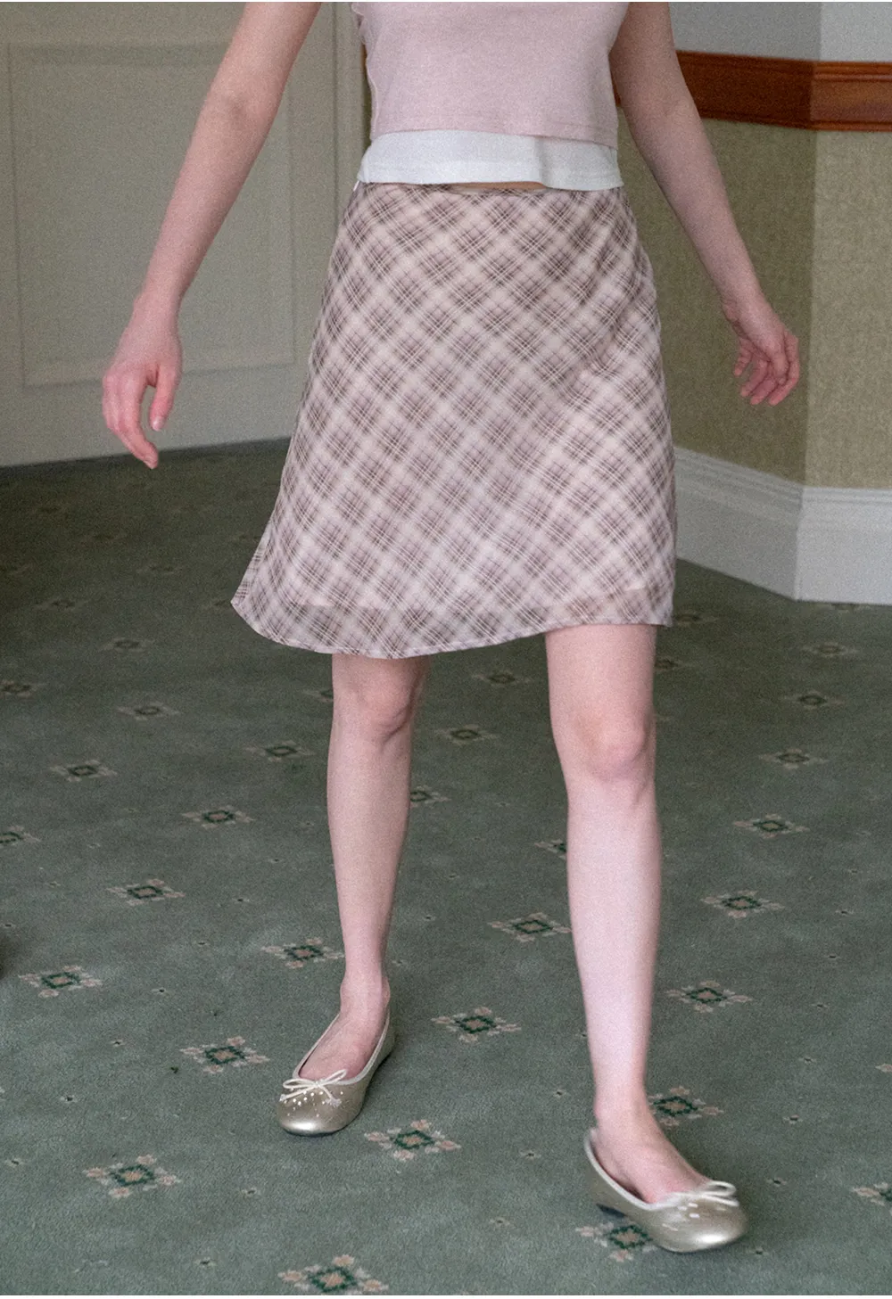 Plaid Print A Line Skirt