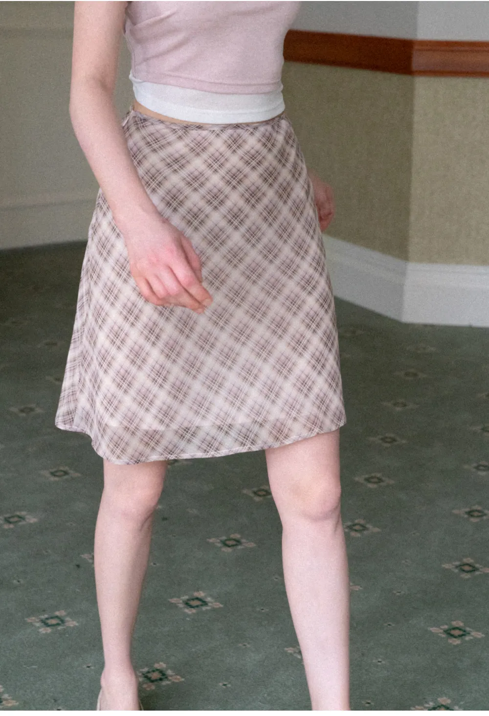 Plaid Print A Line Skirt