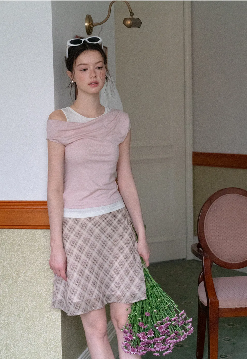 Plaid Print A Line Skirt