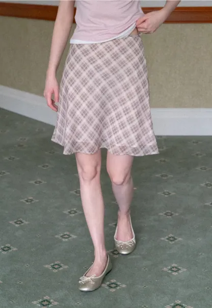 Plaid Print A Line Skirt