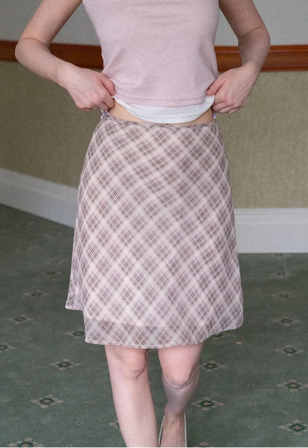Plaid Print A Line Skirt