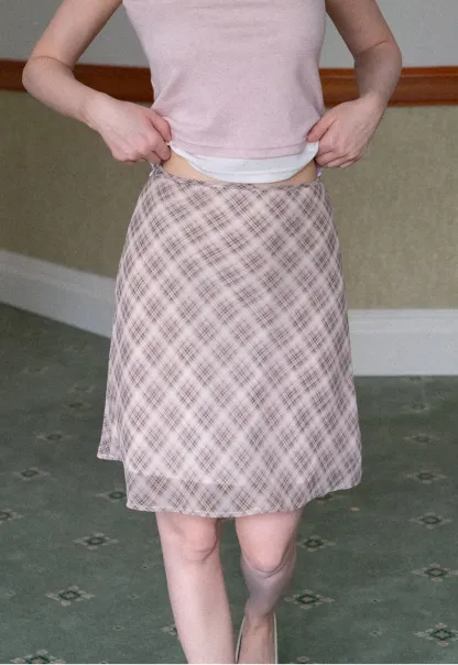 Plaid Print A Line Skirt
