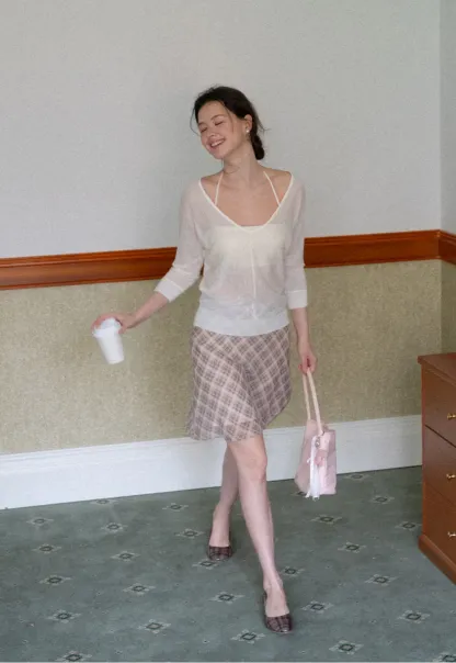 Plaid Print A Line Skirt