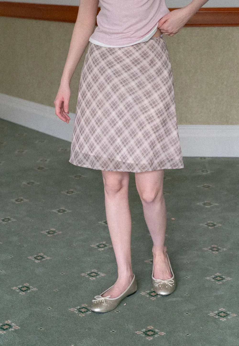 Plaid Print A Line Skirt