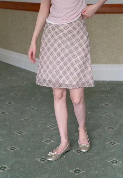 Plaid Print A Line Skirt