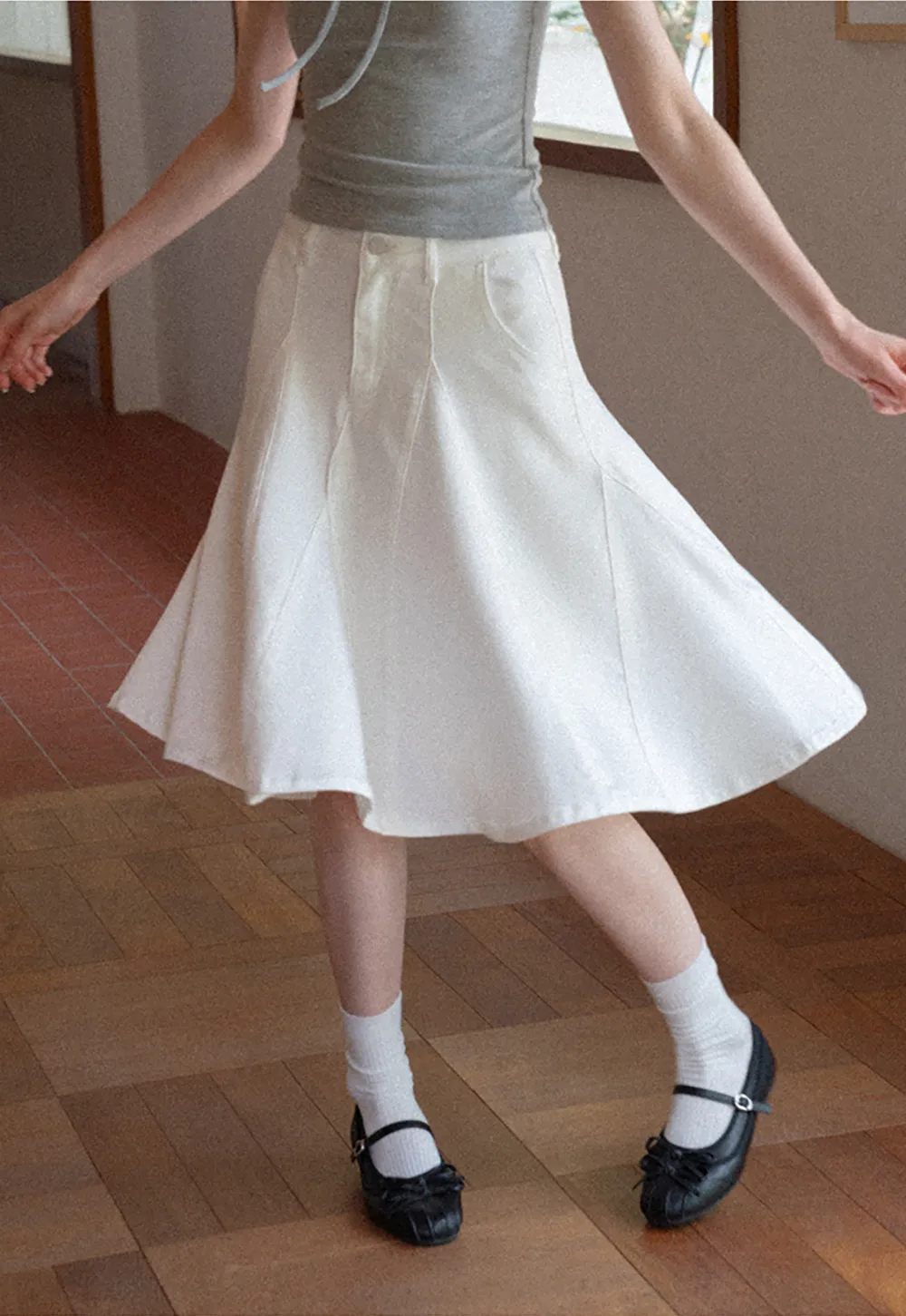 High Waist A Line Flared Skirt