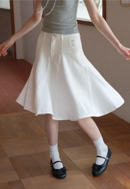 High Waist A Line Flared Skirt