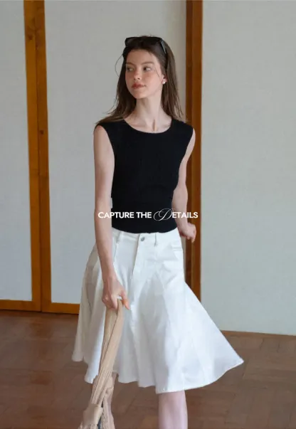 High Waist A Line Flared Skirt