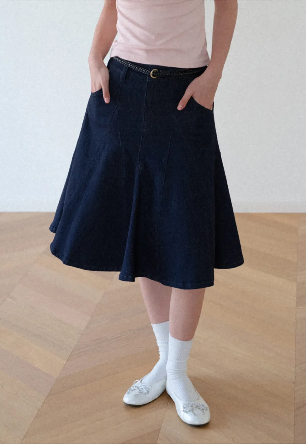 High Waist A Line Flared Skirt