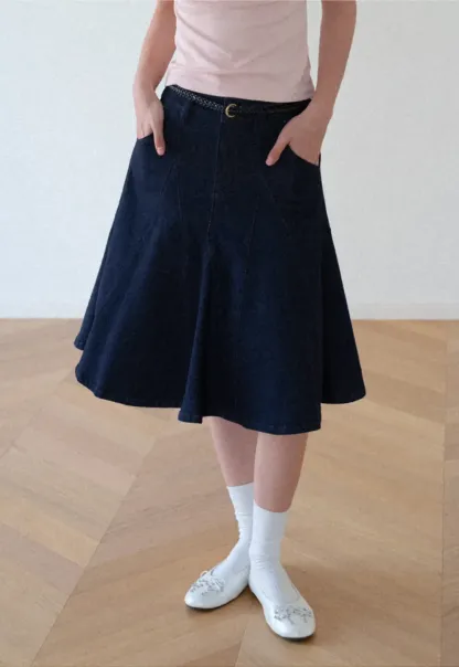 High Waist A Line Flared Skirt