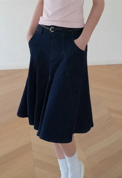 High Waist A Line Flared Skirt
