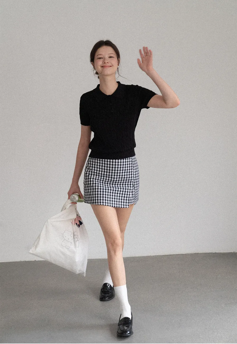Gingham Check Wrap Mini Skirt