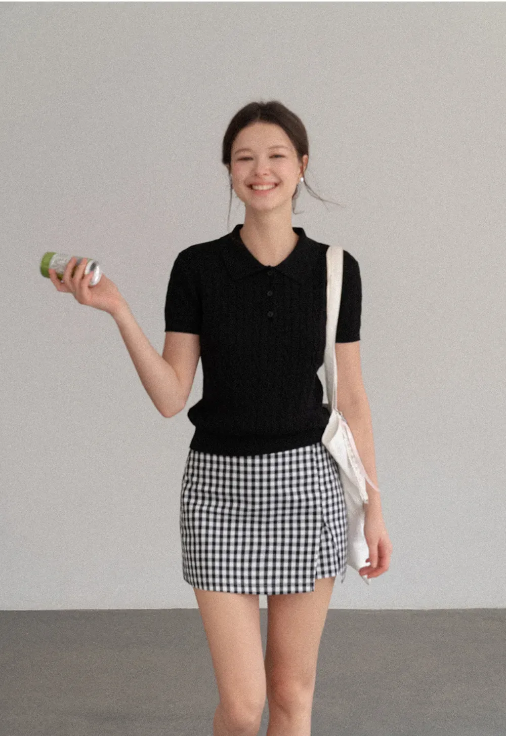 Gingham Check Wrap Mini Skirt