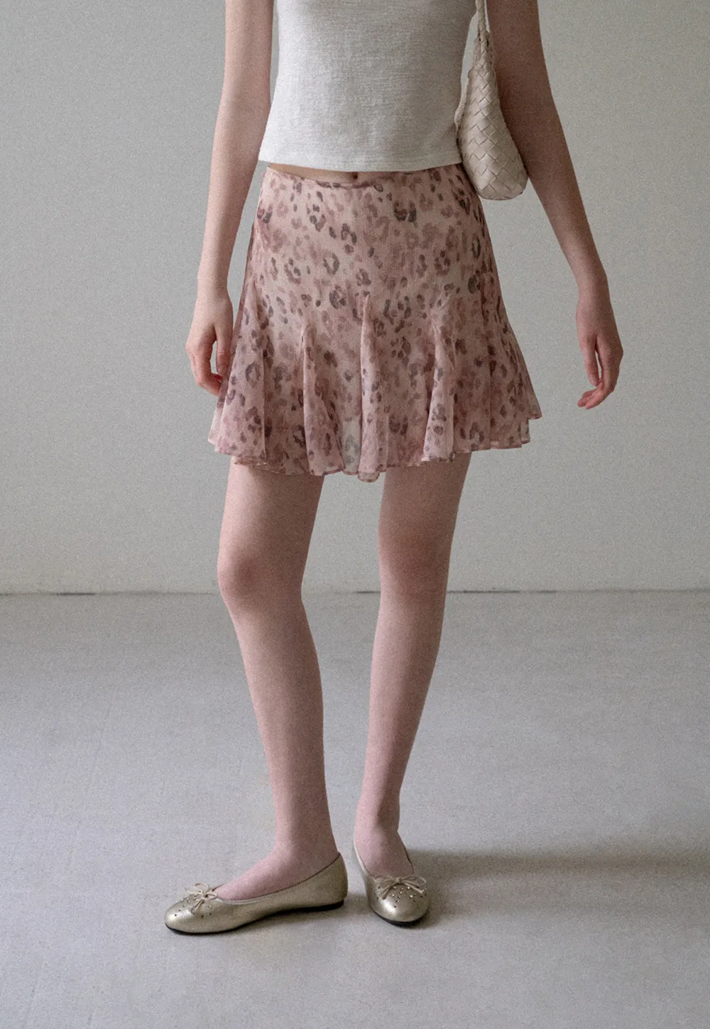 Leopard Print Ruffled Hem Skirt
