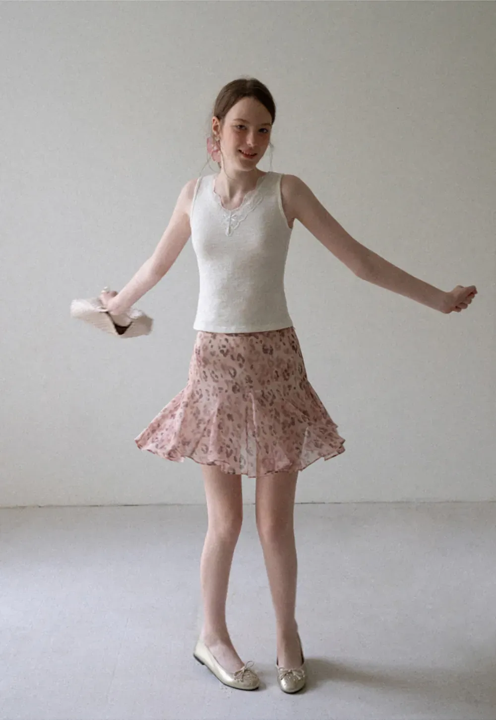 Leopard Print Ruffled Hem Skirt