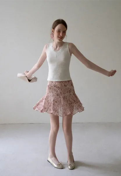 Leopard Print Ruffled Hem Skirt