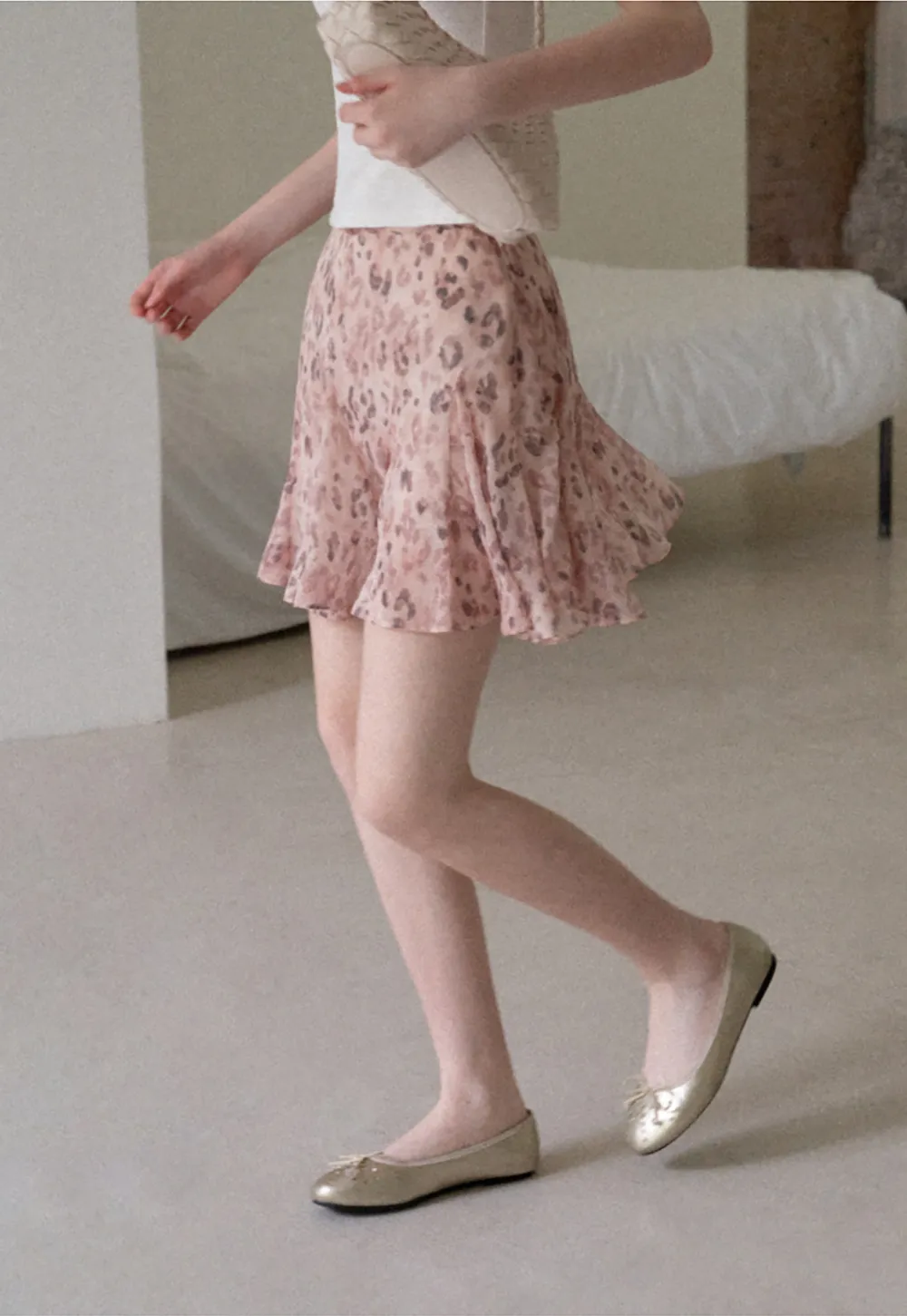 Leopard Print Ruffled Hem Skirt