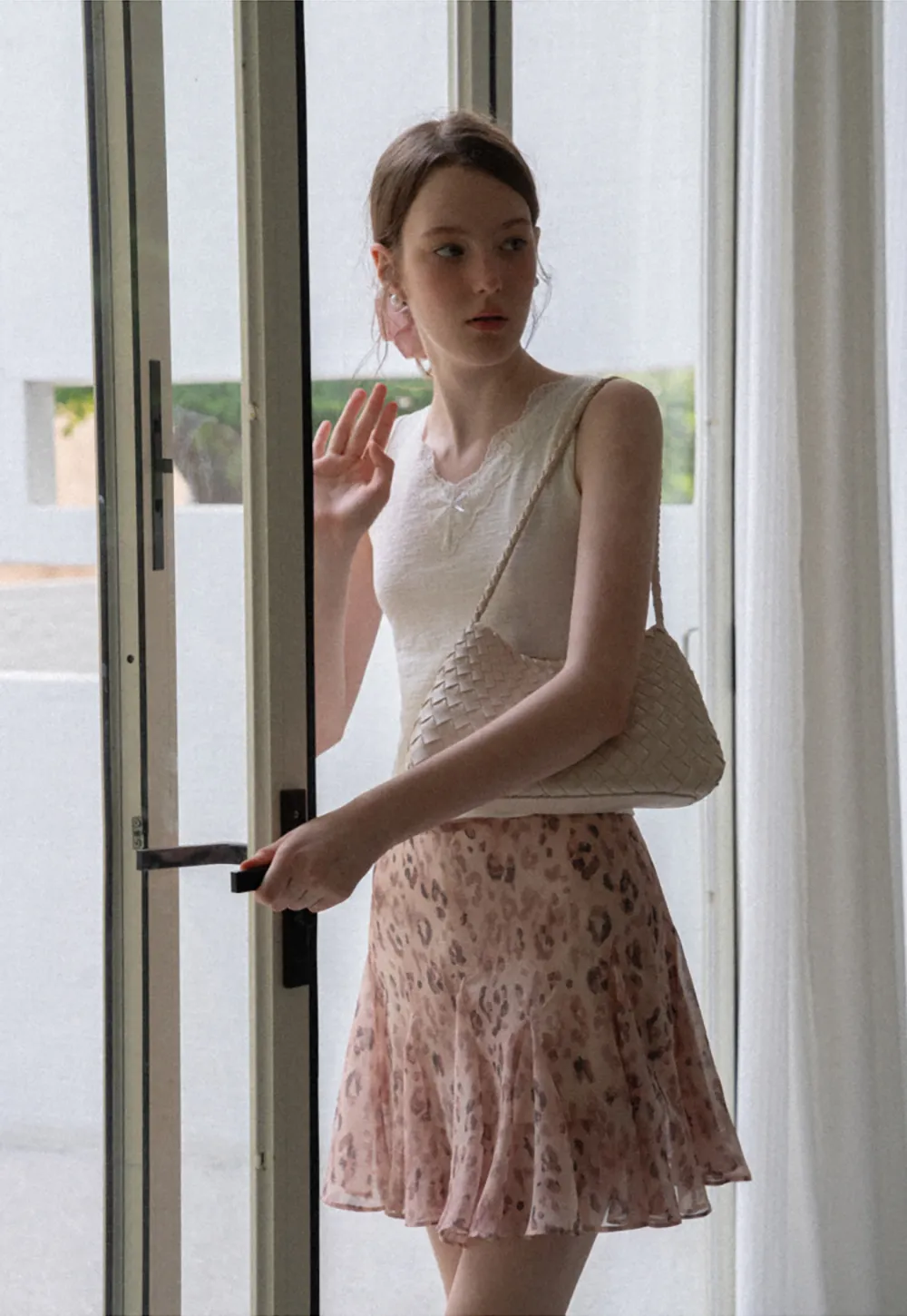 Leopard Print Ruffled Hem Skirt