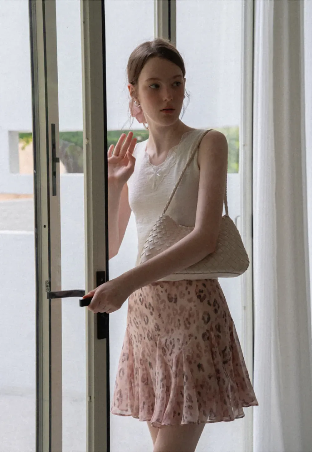 Leopard Print Ruffled Hem Skirt