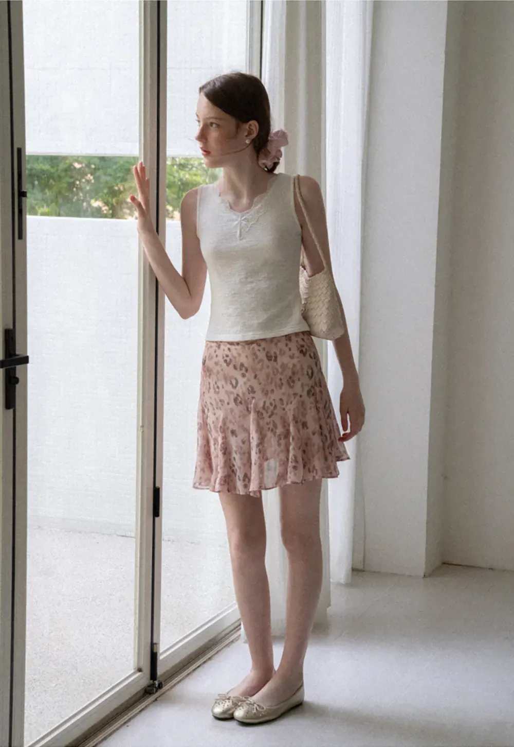 Leopard Print Ruffled Hem Skirt