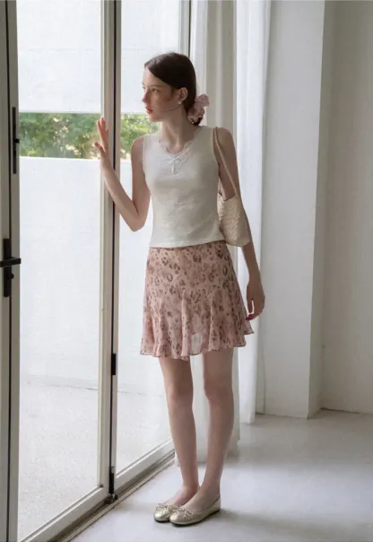 Leopard Print Ruffled Hem Skirt