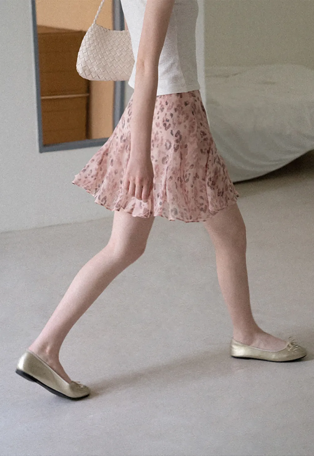 Leopard Print Ruffled Hem Skirt