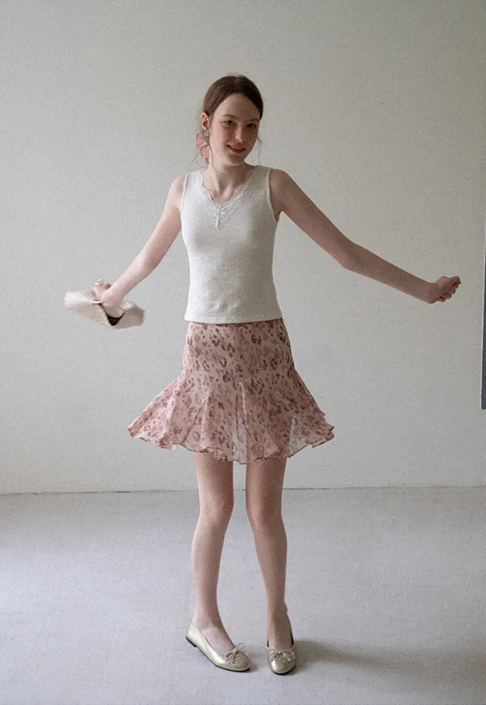 Leopard Print Ruffled Hem Skirt