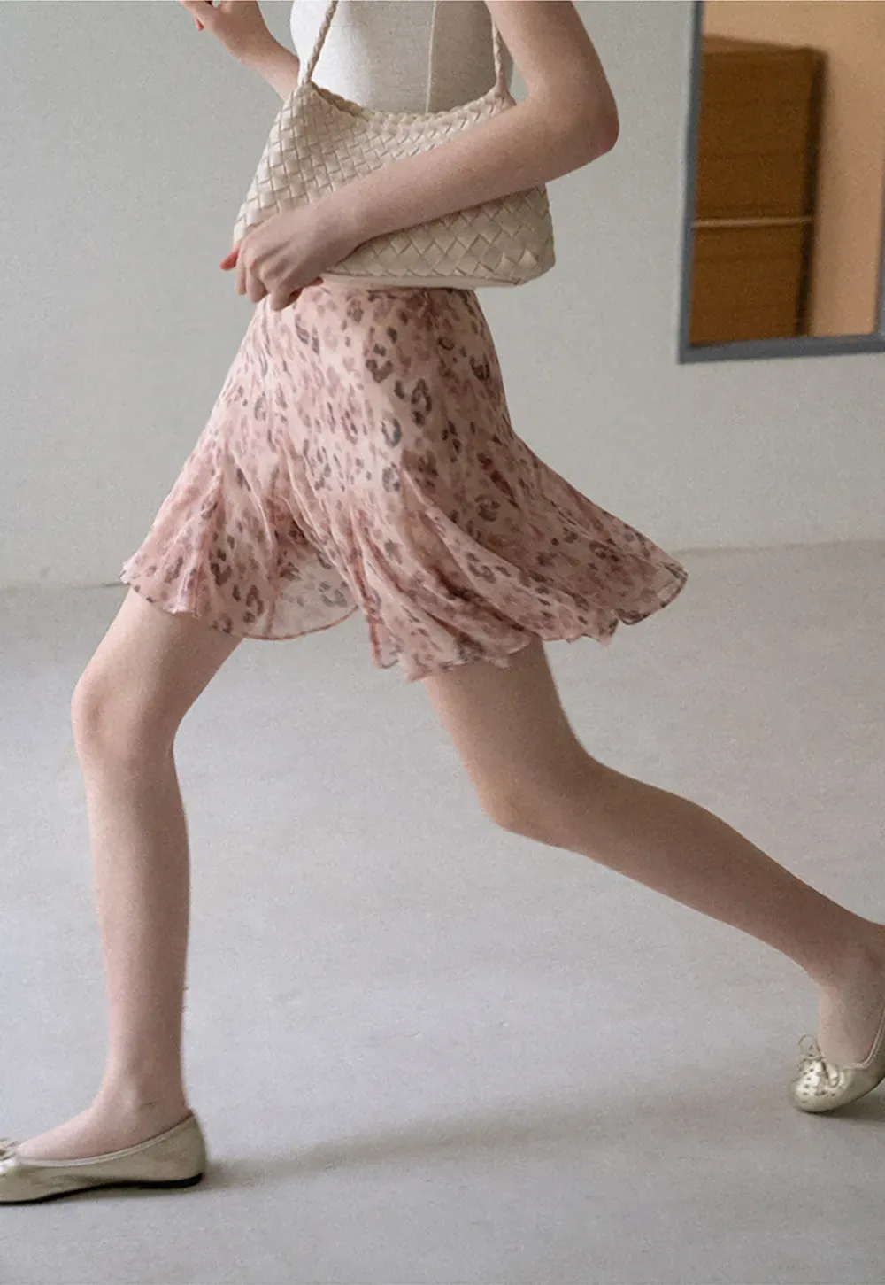Leopard Print Ruffled Hem Skirt