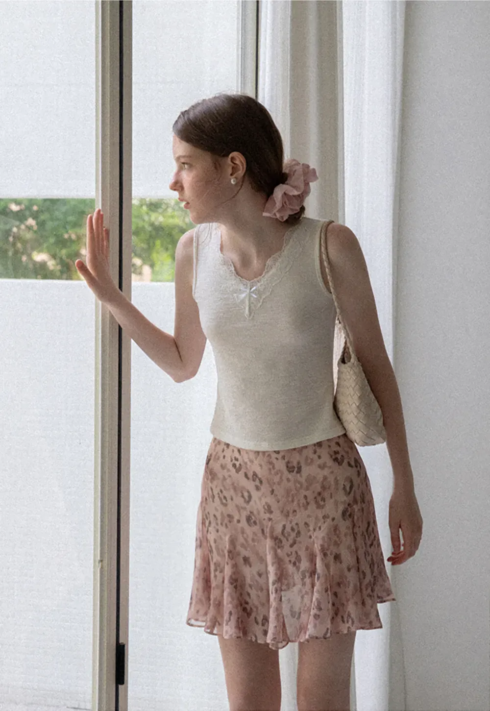 Leopard Print Ruffled Hem Skirt