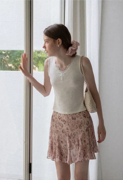 Leopard Print Ruffled Hem Skirt